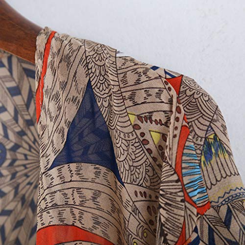 Hero-s - Cárdigan de gasa para mujer, estilo bohemio, retro, geométrico, floral, con flecos, borlas, bikini, para cubrir hasta el tobillo, kimono