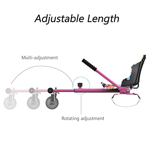 HITWAY 6.5” Patinete Eléctrico con Silla, Hoverboards Bluetooth, Scooter Eléctrico Asiento kart, Self Balancing Scooter Potente Motor con Indicador LED, Regalo para Niños