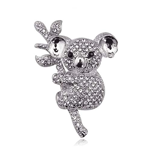 HLWJ Hundido Rhinestone Lindo Koala Animal Broche joyería Damas