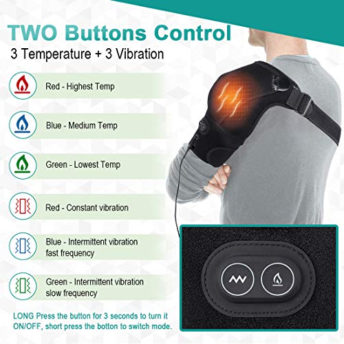 Hombro Apoyo, Almohadilla de Hombro con Calefacción Ajustable con Terapia de frío y Calor para Manguito Rotador, Hombro Congelado, Dislocación del Hombro o Alivio del Dolor Muscular, Unisex