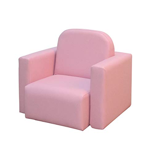 HOMCOM Conjunto 2 en 1 Sillón Infantil Multifuncional Convertible en Silla y Mesa para Niños de +3 Años 33x35x41 cm Rosa