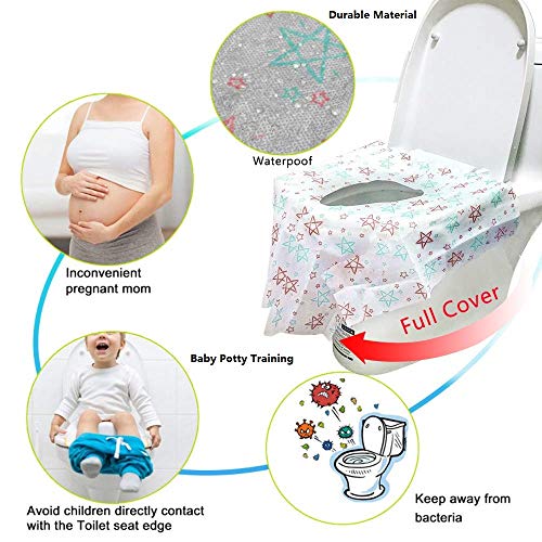 Homgaty Juego de 20 fundas de asiento de inodoro desechables de gran tamaño, impermeables, para enseñar a los niños a ir al orinal o para usar en un inodoro público