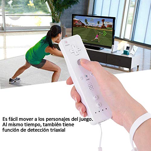 HOTSO Motion Plus Mando a Distancia para Wii/Wii U, Remoto Motion Plus Controlador de Juego para Nintendo Wii y Wii U con Funda de Silicona y Muñequera(Blanco)