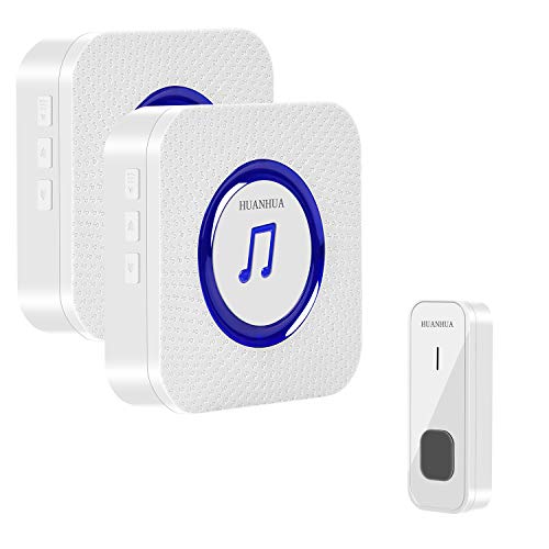 HUANHUA - Timbre inalámbrico IP55 impermeable con 1 receptor de timbre de 300 m, 55 campanas, volumen de 5 niveles y luz para familia, hotel, hospital o fábrica