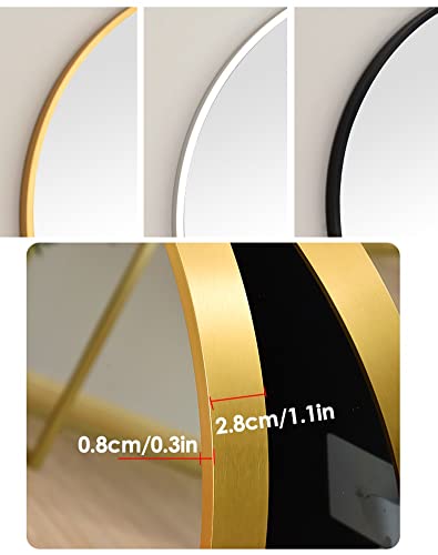 ilifehome Espejo de tocador de baño Moderno, Espejo de Pared Ovalado con Marco de Aluminio para Salon, Entrada, Espejo pequeño de Cuerpo Entero (Color : Gold, Size : 40x60cm/16x24in)