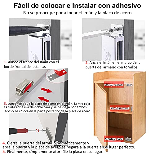 Iman Puerta Armario Jiayi 2 Piezas Iman Armario 8kg Iman para Puertas Muebles Imanes Cierre Puertas Pestillo Magnetico Puerta Cocina Inox Cerradura Iman Cierre Magnetico Cajones Fuerte Sujeción