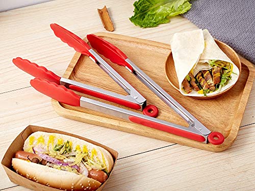 iNeibo Pinzas de Cocina en Acero Inox Silicona de Grado Alimenticio Resistente al Calor Limpia Fácil Ahorra Espacio Buen Agarre para Barbacoa Cocinar