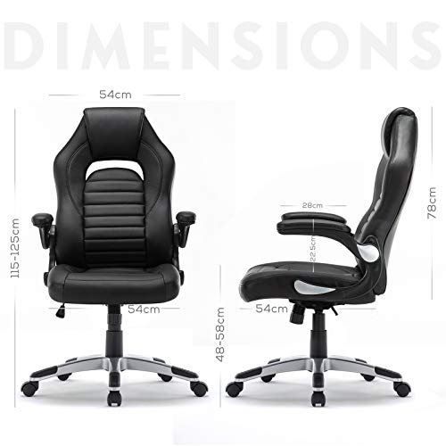 IntimaTe WM Heart Gaming Silla, Silla Oficina, Silla de Escritorio Giratoria y Ergonómica, Silla Ejecutiva de Espalda Alta PU, Apoyabrazos Ajustables y Mecanismo de Inclinación (Negro)