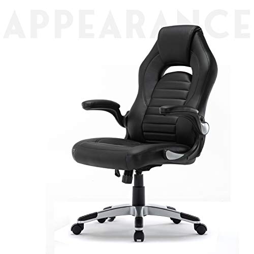IntimaTe WM Heart Gaming Silla, Silla Oficina, Silla de Escritorio Giratoria y Ergonómica, Silla Ejecutiva de Espalda Alta PU, Apoyabrazos Ajustables y Mecanismo de Inclinación (Negro)