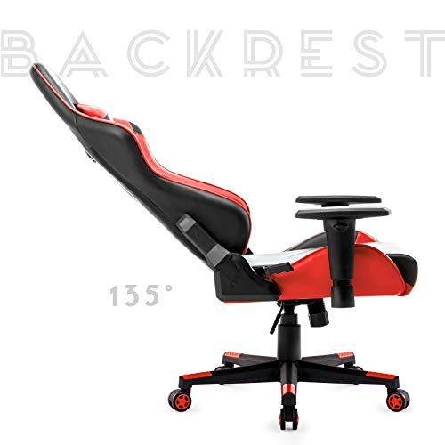 IntimaTe WM Heart Silla Gaming, Silla Gamer Ergonómica, Racing Silla Gamer con Reposacabeza Apoyo y Cojín Lumbar, Cuero Sintético PU, Oficina Silla Computadora,para Los Jugadores de PC Gamer, Rojo
