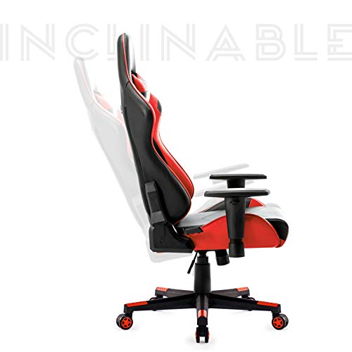 IntimaTe WM Heart Silla Gaming, Silla Gamer Ergonómica, Racing Silla Gamer con Reposacabeza Apoyo y Cojín Lumbar, Cuero Sintético PU, Oficina Silla Computadora,para Los Jugadores de PC Gamer, Rojo