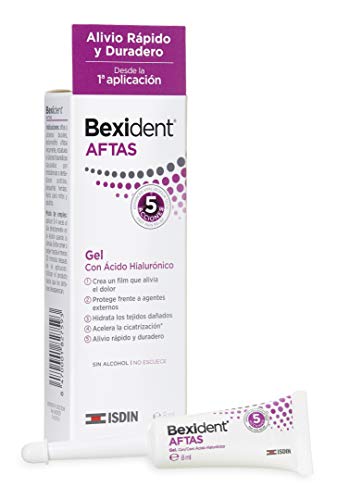 Isdin Bexident Aftas Gel con Ácido Hialurónico, Aftas Llagas Bucales, Alivio Rápido y Duradero desde la primera aplicacion 1 x 8ml
