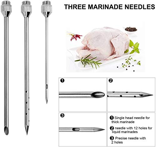 JasCherry Jeringas de Cocina, Jeringa Marinar 60ml con 3 Agujas, Inyectadora para Carne de Acero Inoxidable 304, Jeringa de Especias con Cepillo de Limpieza para Carne Pollo Pastel de Ternera