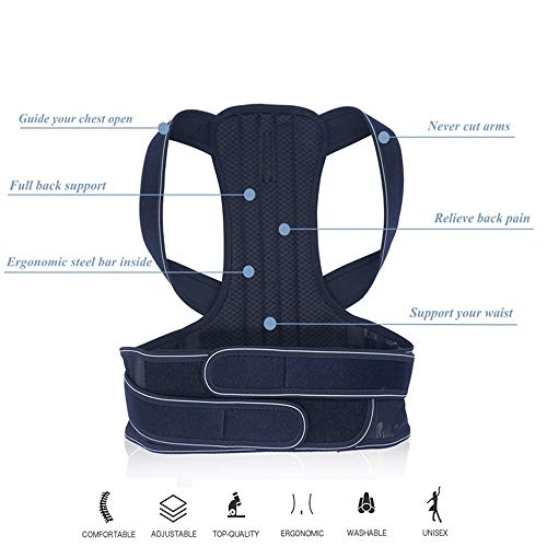 JIUYUE Corset Soporte Trasero Ajustable Cinturón Postura Corrector Hombro Lumbar Brace Columna Vertebral Postura corsé Corrección para Hombres Mujeres (Size : S)