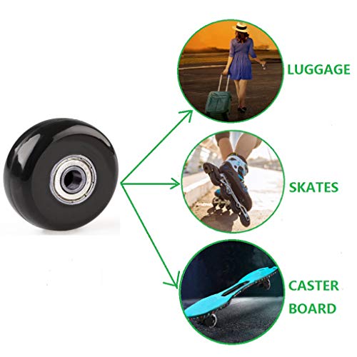 Juego de 2 Ruedas Repuestos para Maletas de Equipaje 40mm con 35/40mm Ejes, 8mm Rodamientos de Reparación