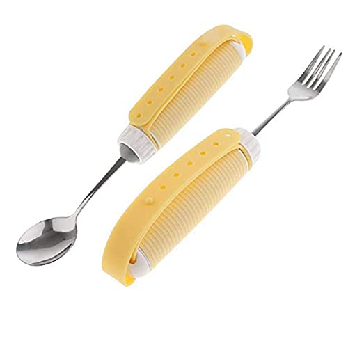 Juegos de vajilla para ancianos Cuchara/Tenedor Mano Sacudir Entrenamiento Comer Alimentos Ayudas para comer Hemipléjico Parkinson Cubiertos para personas mayores discapacitadas (2 piezas)