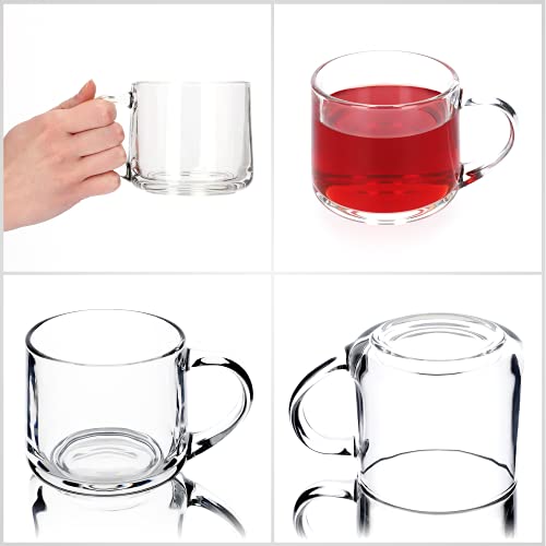 KADAX Juego de 6 vasos de té, vasos con asa, 350 ml, vasos de cristal grueso, vasos para té, café, agua, zumo, capuchino, té helado, café, vasos de cristal