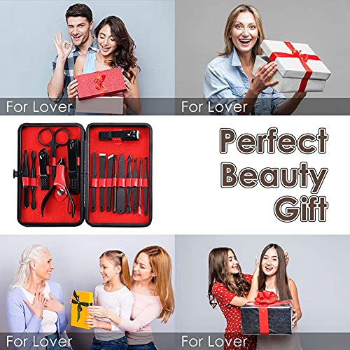 Kit de Cortaúñas,Juego de Manicura,Juego de Manicura Profesional,Kit de Manicura 16 en 1,Kit de Herramientas de Pedicura Profesional de Acero Inoxidable para Mujeres y Hombres