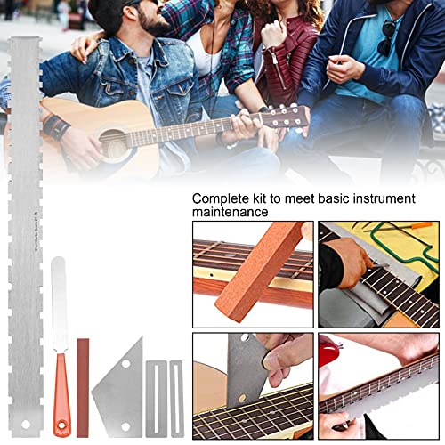 Kit de Mantenimiento de Instrumentos de Cuerda, Kit de Mantenimiento de Guitarra Herramientas de Reparación de Pulido de Trastes de Guitarra Varias Piezas Finas para Proteger el Diapasón de