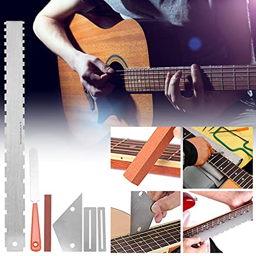 Kit de Mantenimiento de Instrumentos de Cuerda, Kit de Mantenimiento de Guitarra Herramientas de Reparación de Pulido de Trastes de Guitarra Varias Piezas Finas para Proteger el Diapasón de
