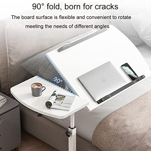 KLMN Mesa de sobre Cama Ajustable con Ruedas, con Tablero de ratón sobre Ruedas, Tablero de 90 ° Inclinado, Debajo del sofá, mesas para sillas para discapacitados, sillón