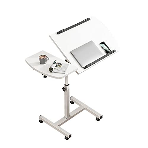 KLMN Mesa de sobre Cama Ajustable con Ruedas, con Tablero de ratón sobre Ruedas, Tablero de 90 ° Inclinado, Debajo del sofá, mesas para sillas para discapacitados, sillón