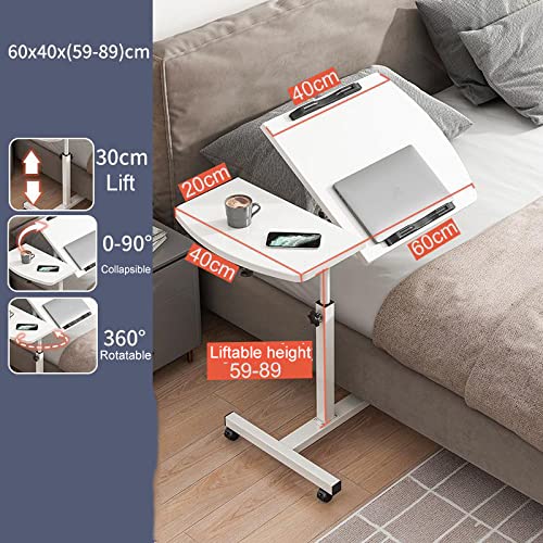 KLMN Mesa de sobre Cama Ajustable con Ruedas, con Tablero de ratón sobre Ruedas, Tablero de 90 ° Inclinado, Debajo del sofá, mesas para sillas para discapacitados, sillón