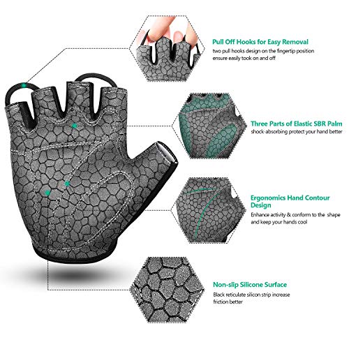 KONVINIT Guantes de Ciclismo Medio Dedo Unisex Guantes de Bicicleta sin Dedos con Relleno Antideslizante para MTB, Ciclismo de Carretera, Gimnasio, Crossfit y Levantamiento de Pesas L