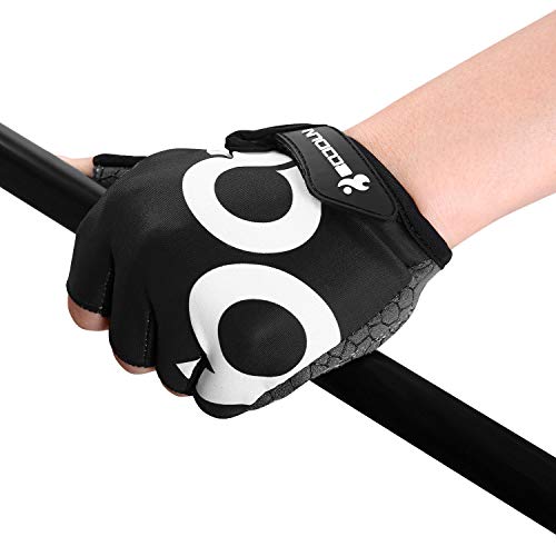KONVINIT Guantes de Ciclismo Medio Dedo Unisex Guantes de Bicicleta sin Dedos con Relleno Antideslizante para MTB, Ciclismo de Carretera, Gimnasio, Crossfit y Levantamiento de Pesas L
