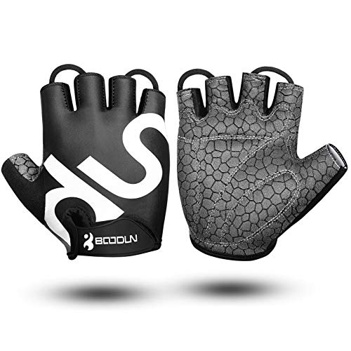 KONVINIT Guantes de Ciclismo Medio Dedo Unisex Guantes de Bicicleta sin Dedos con Relleno Antideslizante para MTB, Ciclismo de Carretera, Gimnasio, Crossfit y Levantamiento de Pesas L