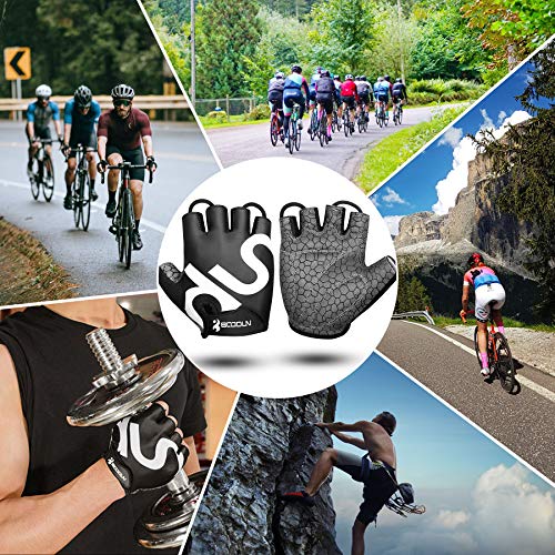 KONVINIT Guantes de Ciclismo Medio Dedo Unisex Guantes de Bicicleta sin Dedos con Relleno Antideslizante para MTB, Ciclismo de Carretera, Gimnasio, Crossfit y Levantamiento de Pesas L