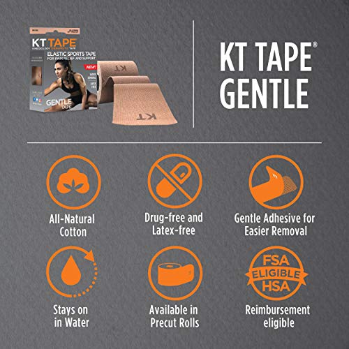 KT TAPE Cinta de kinesiología Suave autoadhesiva de algodón para Deporte, Color Beige