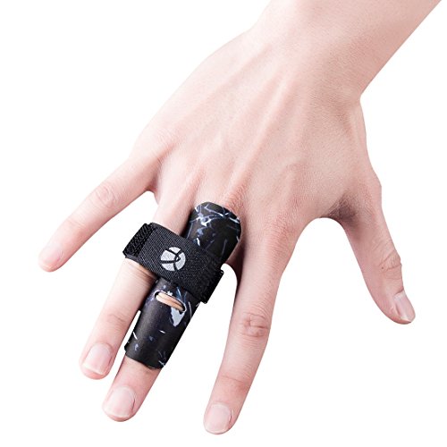 Kuangmi dedo manga soporte Protector dedo evita lesiones durante la practica deportiva 1 pieza, Black L/XL