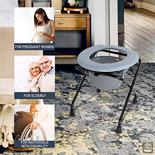 Kunida Designs Cómoda de cabecera con Cubo extraíble - Cómoda de Inodoro Plegable Ligera para Acampar - Silla de Inodoro médica para Personas Mayores