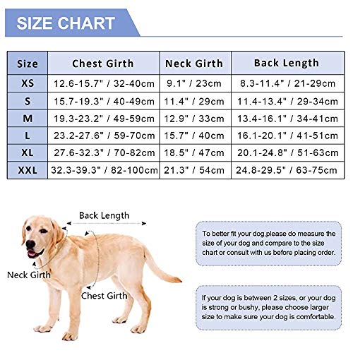 Kuoser Traje de recuperación de Perro para tamaño pequeño/Mediano/Grande, Protector de heridas Abdominales de Gato/Enfermedad de la Piel, Cachorro después de la cirugía