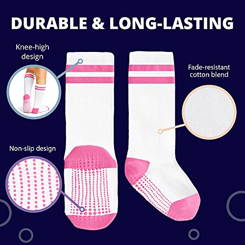 LA Active Calcetines Antideslizantes - Calcetín Alto con Suela de Puntos de gel para Bebé, Niños, Niñas, moda infantil, hecho de algodón, múltiples colores
