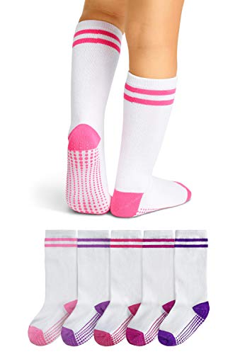 LA Active Calcetines Antideslizantes - Calcetín Alto con Suela de Puntos de gel para Bebé, Niños, Niñas, moda infantil, hecho de algodón, múltiples colores
