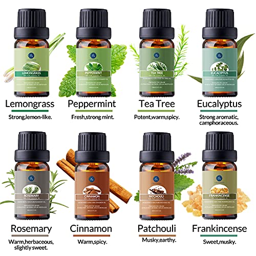 Lagunamoon Aceites Esenciales, Top 16 Set de Regalo de Aceites de Aromaterapia, Lavanda, Eucalipto, Hierba de Limón, Romero, Menta, Arból de Té, Aceites Esenciales para Humidificador, 100% Puros
