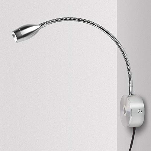 Lámpara de lectura LED montada en la pared Luz de la cama Interruptor táctil Lámpara de cuello de cisne regulable Luz de lectura de la cama 3W Luz nocturna brillante - blanco cálido