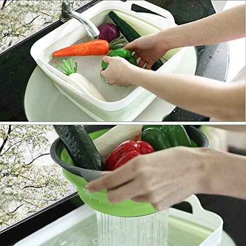 Lavabo Plegable, Fregadero de Cocina, Lavabo, Cesta de Almacenamiento de Frutas, Lavabo Cuadrado portátil, con Cesta de Filtro de Frutas y Verduras, Apto para Acampar y Salidas al Aire Libre