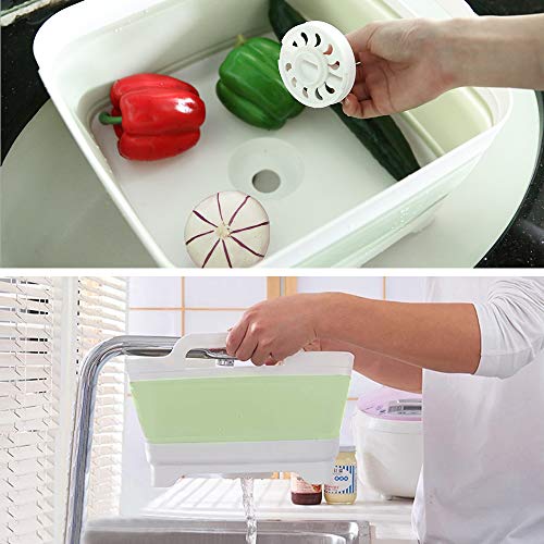 Lavabo Plegable, Fregadero de Cocina, Lavabo, Cesta de Almacenamiento de Frutas, Lavabo Cuadrado portátil, con Cesta de Filtro de Frutas y Verduras, Apto para Acampar y Salidas al Aire Libre