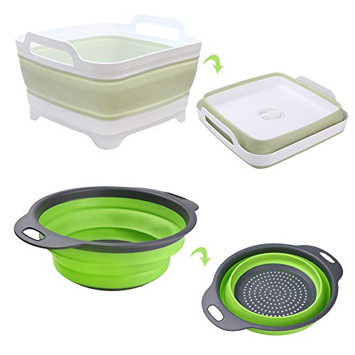 Lavabo Plegable, Fregadero de Cocina, Lavabo, Cesta de Almacenamiento de Frutas, Lavabo Cuadrado portátil, con Cesta de Filtro de Frutas y Verduras, Apto para Acampar y Salidas al Aire Libre