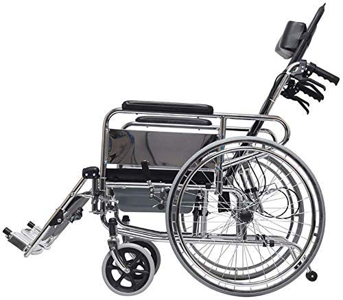 LHQ-HQ Discapacitados en Silla de Ruedas Completo de Mentira Alta Back Light Transporte Silla Plegable portátil de Viaje Llevar Ancianos discapacitados con la Carretilla Compatible with IR al baño