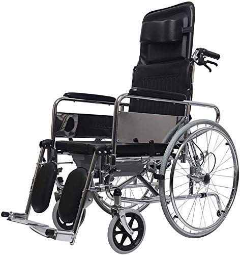 LHQ-HQ Discapacitados en Silla de Ruedas Completo de Mentira Alta Back Light Transporte Silla Plegable portátil de Viaje Llevar Ancianos discapacitados con la Carretilla Compatible with IR al baño