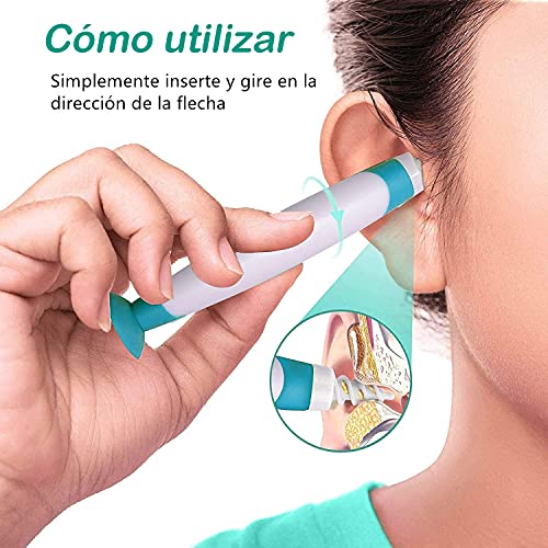 Limpiador de Oídos verde, Q Grips Limpia Oídos con Ventosa Kit de herramientas para limpieza de oídos con 16 Puntas Lavables para niños y adultos Todo tu Familia