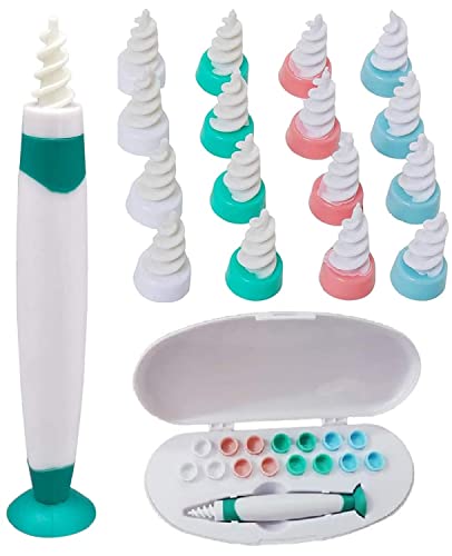 Limpiador de Oídos verde, Q Grips Limpia Oídos con Ventosa Kit de herramientas para limpieza de oídos con 16 Puntas Lavables para niños y adultos Todo tu Familia