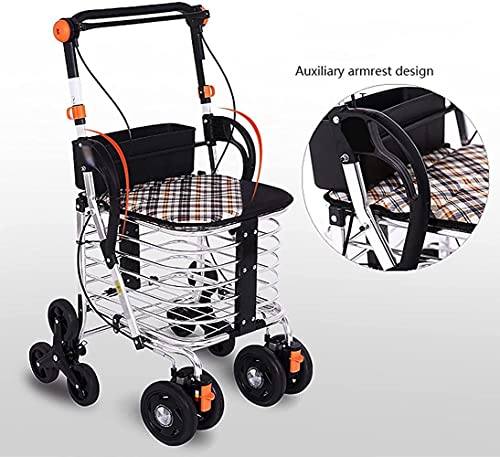 LIUYULONG Silla de Ruedas Carrito de la Compra Plegable Puede Subir escaleras de escaleras for Comprar Comida, Caminante del Carrito, con un Asiento cómodo