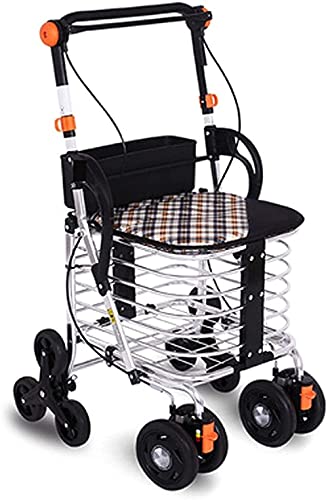 LIUYULONG Silla de Ruedas Carrito de la Compra Plegable Puede Subir escaleras de escaleras for Comprar Comida, Caminante del Carrito, con un Asiento cómodo