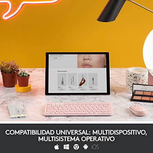 Logitech K380 Teclado Inalámbrico Multi,Dispositivo para Windows/Apple iOS/Android/Chrome, Bluetooth, Diseño Compacto, PC/Mac/Portátil/Smartphone/Tablet/Apple TV, Disposición QWERTY Italiano , Rosa