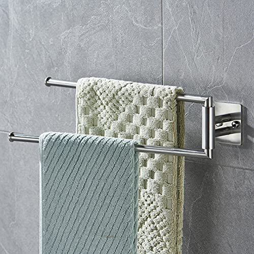 Lolypot Toallero Doble de Acero Inoxidable 304, Dos Brazos, Estante de Pared de 35 cm, Soporte de Pared de 2 Barras, para baño y Cocina (Plateado Cepillado)